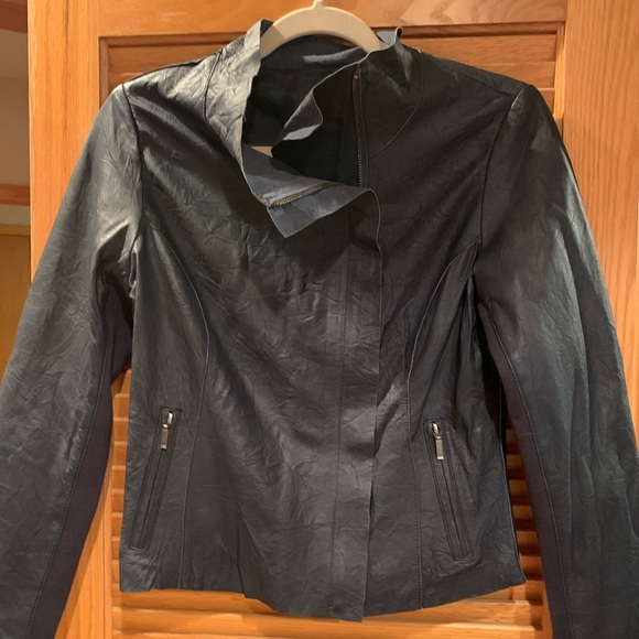 Cigno Nero Navy blue thin leather jacket - Picture 3 of 5